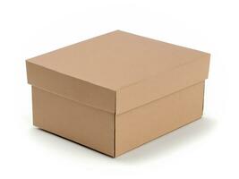 Kraft cardboard box on a white background, moke up photo