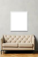 Simple frame mock up with sofa in a modern contemporary design AI Generated photo