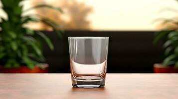 Blank Glass Shot Mockup Template on a table top for alcoholic drinks AI Generated photo