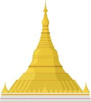 Shwedagon Pagoda, Yangon, former Rangoon, Burma. Isolated on white background vector illustration.