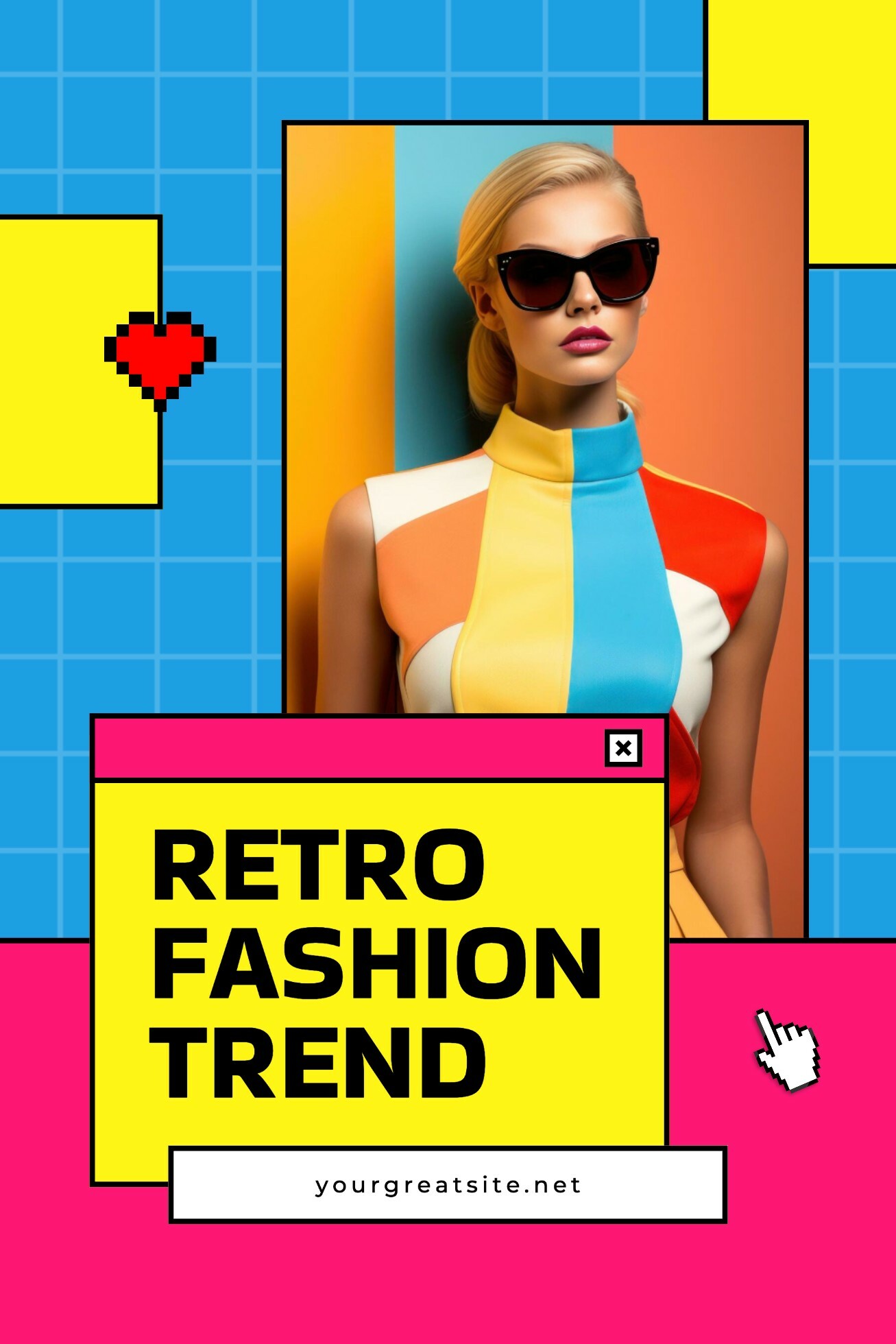 Bright retro fashion trend pinterest graphic