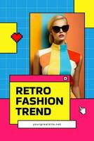 Bright retro fashion trend pinterest graphic template