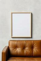 Simple frame mock up with sofa in a modern contemporary design AI Generated photo