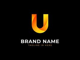 Letter U Yellow and orange gradient logo vector