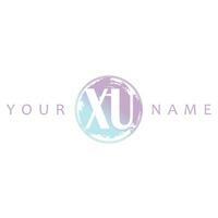 XU Initial Logo Watercolor Vector Design