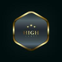 A premium polygon button used in UI, UX vector illustration with frame 3d golden glossy elegant design for empty emblem, medal or badge, shiny and gradient dark background
