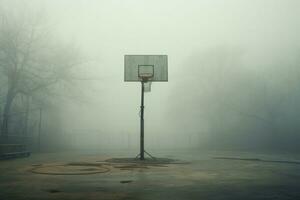 abierto baloncesto Corte al aire libre otoño. generar ai foto