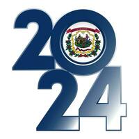 2024 banner with West Virginia state flag inside. Vector illustration.