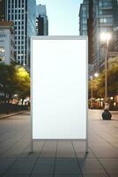 Blank mock up of vertical street poster billboard in dusk night for marketing or advertisement AI Generated photo