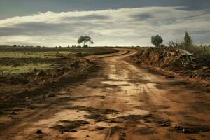 descuidado suciedad abandonado la carretera. generar ai foto