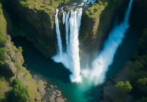 beautiful and comfortable waterfall image, AI generated photo