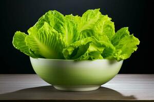 Juicy Bowl green lettuce. Generate Ai photo