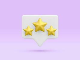 3d realistic bubble rating golden stars for excellent services. Rating from customer, product review. Quality customer feedback concept. Vector illustration