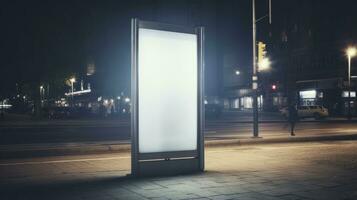 Blank horizontal street poster billboard in dusk night for marketing or advertisement with copy space AI Generated photo