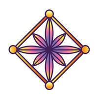 16 Colored ornamental gradient flower decorative element in diamond shaped frame vector icon outliend illustration isolated on square white background