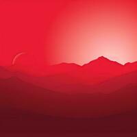 Red minimalistic landscape in the desert, image of nature, sky, hills photo