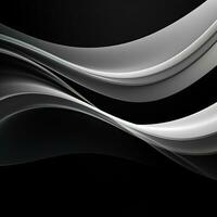 Elegant black and white background with waves. Smooth gradient, glow, neon. Banner design, place for text. Generative AI photo