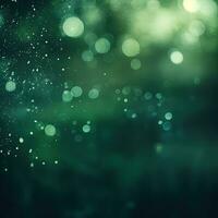 Shining abstract green background, bokeh effect, blur, gradient. Generative AI photo
