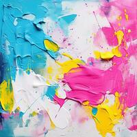 Acrylic pink and blue background, splashes, brush strokes. Generative AI photo