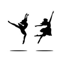 Ballet dancers silhouettes isolated on white background. Vector illustration.
