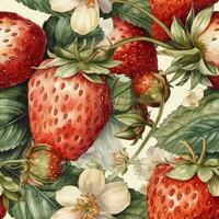 Strawberry berries seamless pattern. Watercolor, background, texture, print for fabric and digital paper photo