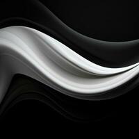 Elegant black and white background with waves. Smooth gradient, glow, neon. Banner design, place for text photo