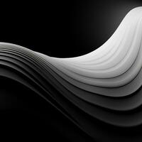 Elegant black and white background with waves. Smooth gradient, glow, neon. Banner design, place for text photo