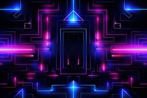 Dark neon background. Pink, purple, blue glow photo