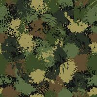 Khaki camouflage pattern with paint splatter vector