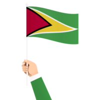 Hand halten Guyana National Flagge isoliert transparent einfach Illustration png