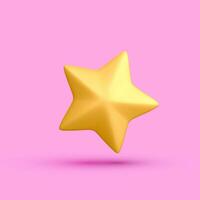 3d realistic golden star icon isolated on light background. Vector illustration