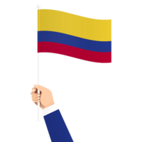 hand innehav colombia nationell flagga isolerat transparent enkel illustration png