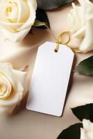 Minimalist empty wedding gift tag mockup or thank you tag template AI Generated photo