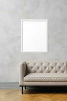 Simple frame mock up with sofa in a modern contemporary design AI Generated photo