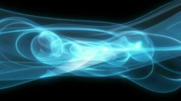 Abstract waves of energy magic smoke and glowing lines on a black background video