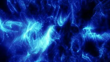 abstrato azul ondas e fumaça a partir de partículas do energia mágico brilhante brilhando líquido, fundo video