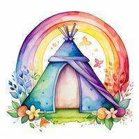 Watercolor rainbow art. Print, sublimation, illustration, clipart, image for design on a white background. photo