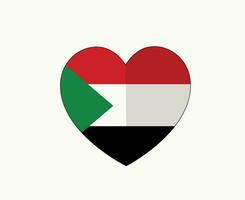 Sudan Flag Heart Emblem Middle East country Icon Vector Illustration Abstract Design Element