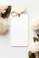 Minimalist empty wedding gift tag mockup or thank you tag template AI Generated photo