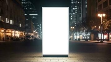 Blank horizontal street poster billboard in dusk night for marketing or advertisement with copy space AI Generated photo