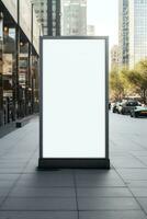 Blank mock up of vertical street poster billboard in morning dawn for marketing or advertisement AI Generated photo