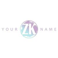 ZK Initial Logo Watercolor Vector Design