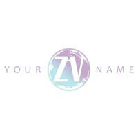 ZV Initial Logo Watercolor Vector Design