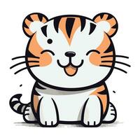 Cute cartoon tiger. Vector illustration isolated on a white background.