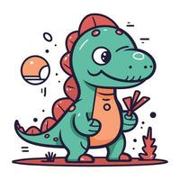 Cute dinosaur cartoon character. Vector illustration in a flat style.