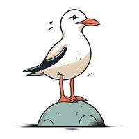 Cartoon seagull. Vector illustration on a white background.