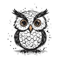 Owl head vector illustration on white background. Cute cartoon owl.