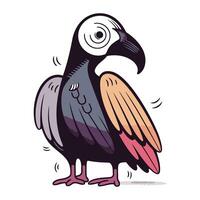 Cute cartoon vulture. Vector illustration isolated on white background.