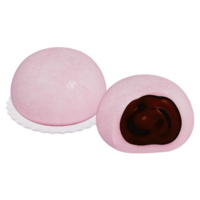 japonês sobremesa 3d morango vermelho feijão mochi deleite , 3d Renderização em uma transparente fundo png