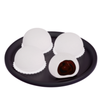 Japanese dessert 3d Red Bean Mochi Delight , 3d rendering on a transparent background png